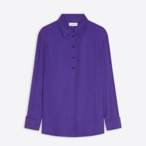 DRIES VAN NOTEN SILK BLEND POLO STYLE BLOUSE SZ MEDIUM